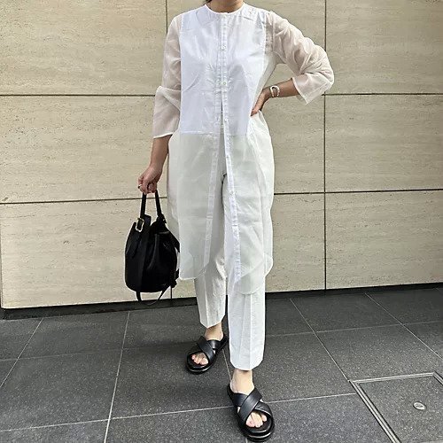 【エムフィル/M Fil】のタキシードデザインロングシャツ 人気、トレンドファッション・服の通販 founy(ファニー) 　ファッション　Fashion　レディースファッション　WOMEN　トップス・カットソー　Tops/Tshirt　シャツ/ブラウス　Shirts/Blouses　シアー　Sheer　トレンド　Trend　フロント　Front　ボトム　Bottom　ポケット　Pocket　ラウンド　Round　ロング　Long　エレガント 上品　Elegant　人気　Popularity　洗える　Washable　other-2|ID: prp329100003980165 ipo3291000000031301395