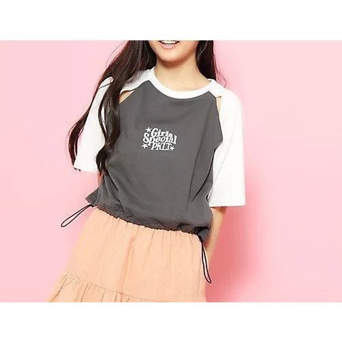 【ピンク ラテ/PINK-latte / KIDS】の配色ラグランTシャツ インテリア・キッズ・メンズ・レディースファッション・服の通販 founy(ファニー) https://founy.com/ ファッション Fashion キッズファッション KIDS おすすめ Recommend グラフィック Graphic バランス Balance |ID: prp329100003997664 ipo3291000000029585570