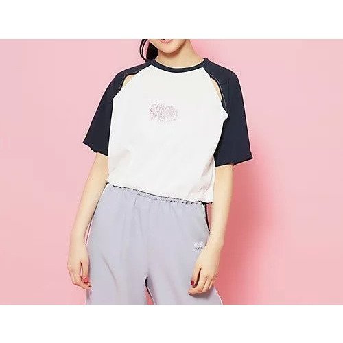 【ピンク ラテ/PINK-latte / KIDS】の配色ラグランTシャツ インテリア・キッズ・メンズ・レディースファッション・服の通販 founy(ファニー) 　ファッション　Fashion　キッズファッション　KIDS　おすすめ　Recommend　グラフィック　Graphic　バランス　Balance　オフホワイト|ID: prp329100003997664 ipo3291000000029585575