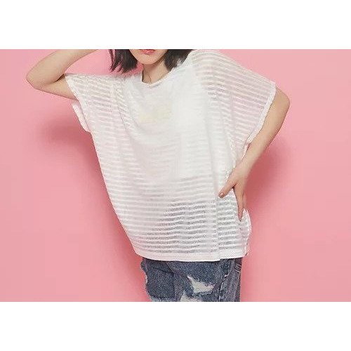 【ピンク ラテ/PINK-latte / KIDS】の【2点SET】シアーボーダーTシャツ+インナータンクセットアイテム インテリア・キッズ・メンズ・レディースファッション・服の通販 founy(ファニー) 　ファッション　Fashion　キッズファッション　KIDS　おすすめ　Recommend　インナー　Inner　ショート　Short　タンク　Tank　テレコ　Tereko　ビッグ　Big　夏　Summer　透かし　Watermark　オフホワイト|ID: prp329100003997666 ipo3291000000029585600