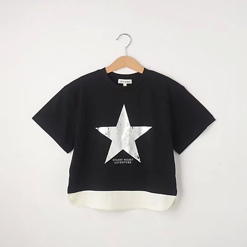 【シューラルー/SHOO LA RUE / KIDS】の【110-140cm】裾レイヤード箔プリントTシャツ インテリア・キッズ・メンズ・レディースファッション・服の通販 founy(ファニー) 　ファッション　Fashion　キッズファッション　KIDS　インナー　Inner　スマート　Smart　タンク　Tank　プリント　Print　ブラック|ID: prp329100004005416 ipo3291000000029585712