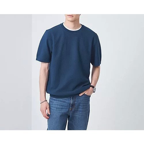 【グリーンレーベルリラクシング/green label relaxing / UNITED ARROWS / MEN】のJUSTFIT ソリッド ツイル ショートスリーブ ニット インテリア・キッズ・メンズ・レディースファッション・服の通販 founy(ファニー) 　ファッション　Fashion　メンズファッション　MEN　インナー　Inner　カットソー　Cut And Sew　ショート　Short　ジャケット　Jacket　スタンダード　Standard　スマート　Smart　スリッポン　Slip-Ons　スリム　Slim　スリーブ　Sleeve　ツイル　Twill　デニム　Denim　半袖　Short Sleeve　おすすめ　Recommend　NAVY|ID: prp329100004007680 ipo3291000000028291769