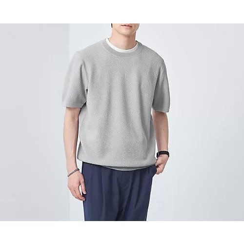 【グリーンレーベルリラクシング/green label relaxing / UNITED ARROWS / MEN】のJUSTFIT ソリッド ツイル ショートスリーブ ニット インテリア・キッズ・メンズ・レディースファッション・服の通販 founy(ファニー) 　ファッション　Fashion　メンズファッション　MEN　インナー　Inner　カットソー　Cut And Sew　ショート　Short　ジャケット　Jacket　スタンダード　Standard　スマート　Smart　スリッポン　Slip-Ons　スリム　Slim　スリーブ　Sleeve　ツイル　Twill　デニム　Denim　半袖　Short Sleeve　おすすめ　Recommend　LT.GRAY|ID: prp329100004007680 ipo3291000000028291787