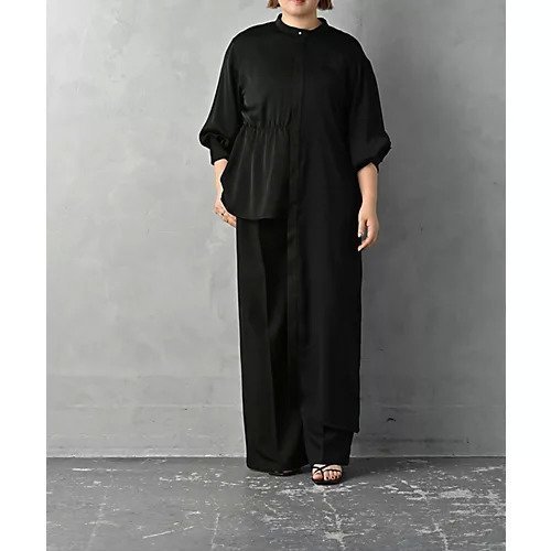 【スタイルデリ/STYLE DELI】の【BLK001】アシンメトリー切り替えシャツワンピース インテリア・キッズ・メンズ・レディースファッション・服の通販 founy(ファニー) https://founy.com/ ファッション Fashion レディースファッション WOMEN ワンピース Dress シャツワンピース Shirt Dresses アシンメトリー Asymmetry エレガント 上品 Elegant オケージョン Occasion サテン Satin シンプル Simple スタンド Stand スリット Slit ドレープ Drape 定番 Standard パール Pearl おすすめ Recommend 旅行 Travel セレモニー Ceremony |ID: prp329100004008050 ipo3291000000031902761
