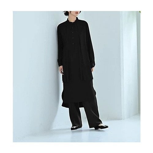 【スタイルデリ/STYLE DELI】の【BLK001】イレギュラーヘムシャツワンピース インテリア・キッズ・メンズ・レディースファッション・服の通販 founy(ファニー) https://founy.com/ ファッション Fashion レディースファッション WOMEN ワンピース Dress シャツワンピース Shirt Dresses イレギュラーヘム Irregular Hem オケージョン Occasion サテン Satin シンプル Simple スタンド Stand スリット Slit ドレープ Drape 定番 Standard フロント Front ボックス Box おすすめ Recommend 旅行 Travel エレガント 上品 Elegant セレモニー Ceremony |ID: prp329100004008051 ipo3291000000031902763