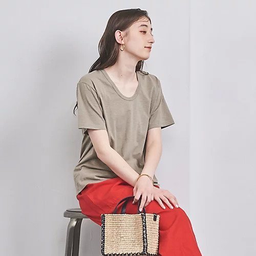 【ユナイテッドアローズ/UNITED ARROWS】のスラブテンジク Uネック Tシャツ 人気、トレンドファッション・服の通販 founy(ファニー) 　ファッション　Fashion　レディースファッション　WOMEN　トップス・カットソー　Tops/Tshirt　シャツ/ブラウス　Shirts/Blouses　ロング / Tシャツ　T-Shirts　デニム　Denim　ボトム　Bottom　 other-1|ID: prp329100004012230 ipo3291000000026583665