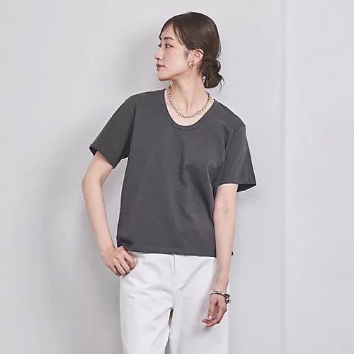 【ユナイテッドアローズ/UNITED ARROWS】のスラブテンジク Uネック Tシャツ インテリア・キッズ・メンズ・レディースファッション・服の通販 founy(ファニー) 　ファッション　Fashion　レディースファッション　WOMEN　トップス・カットソー　Tops/Tshirt　シャツ/ブラウス　Shirts/Blouses　ロング / Tシャツ　T-Shirts　デニム　Denim　ボトム　Bottom　DK.GRAY|ID: prp329100004012230 ipo3291000000026583668