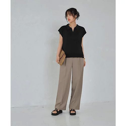 【スタイルデリ/STYLE DELI】の新涼感オープン襟付きニットトップス 人気、トレンドファッション・服の通販 founy(ファニー) 　ファッション　Fashion　レディースファッション　WOMEN　トップス・カットソー　Tops/Tshirt　ニット　Knit Tops　インナー　Inner　春　Spring　軽量　Lightweight　鹿の子　Pique　サロペット　Overalls　スキッパー　Skipper　スタイリッシュ　Stylish　ストレート　Straight　スリット　Slit　スリーブ　Sleeve　ノースリーブ　No Sleeve　バランス　Balance　フィット　Fit　フォルム　Form　フレア　Flare　フレンチ　French　ポロシャツ　Polo Shirt　S/S・春夏　Ss・Spring/Summer　夏　Summer　other-2|ID: prp329100004013680 ipo3291000000031294868
