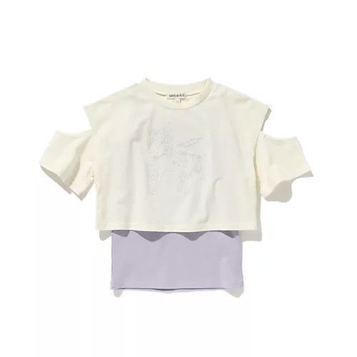 【シューラルー/SHOO LA RUE / KIDS】の【110-140cm/2点セット】肩スリットTシャツ+インナーキャミセット インテリア・キッズ・メンズ・レディースファッション・服の通販 founy(ファニー) 　ファッション　Fashion　キッズファッション　KIDS　インナーキャミ　Inner Cami　カットソー　Cut And Sew　キャミソール　Camisole　スリット　Slit　トレンド　Trend　プリント　Print　アイボリー|ID: prp329100004014774 ipo3291000000029590967