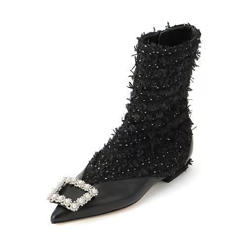 【ピッピシック/Pippichic】のANNA JEWELRY BOOTS インテリア・キッズ・メンズ・レディースファッション・服の通販 founy(ファニー) 　ファッション　Fashion　レディースファッション　WOMEN　クラシック　Classic　クール　Cool　ジュエリー　Jewelry　ツィード　Tweed　ハーフ　Half　ボトム　Bottom　エレガント 上品　Elegant　定番　Standard　tweed black|ID: prp329100004020926 ipo3291000000031716801