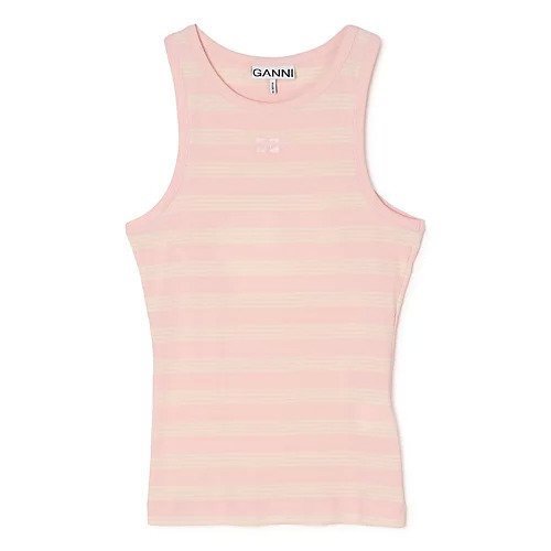 【ガニー/GANNI】のSoft Cotton Rib Tank Top インテリア・キッズ・メンズ・レディースファッション・服の通販 founy(ファニー) 　ファッション　Fashion　レディースファッション　Fashion for Women　ワンピース　Dresses　ジャケット　Jacket, Outerwear　タンク　Tank Top, Sleeveless Top　フィット　Fit, Slim Fit　リブニット　Rib Knit, Ribbed Knit　洗える　Machine Washable　Chalk Pink|ID: prp329100004021644 ipo3291000000036147118
