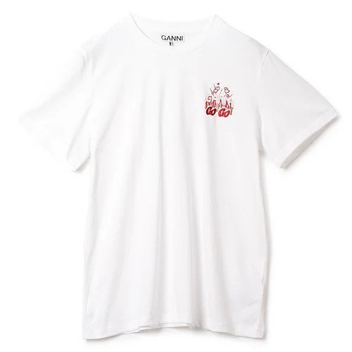 【ガニー/GANNI】のThin Jersey GoGo Relaxed T-shirt インテリア・キッズ・メンズ・レディースファッション・服の通販 founy(ファニー) https://founy.com/ ファッション Fashion レディースファッション WOMEN トップス・カットソー Tops/Tshirt シャツ/ブラウス Shirts/Blouses ロング / Tシャツ T-Shirts 2024年 2024 2024-2025秋冬・A/W Aw/Autumn/Winter/Fw/Fall/2024-2025 ジャージー Jersey プリント Print ベーシック Basic ワンポイント One Point 洗える Washable |ID: prp329100004021657 ipo3291000000026677030