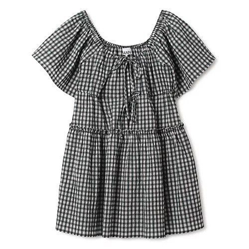 【ガニー/GANNI】のSeersucker Check Mini Layer Dress インテリア・キッズ・メンズ・レディースファッション・服の通販 founy(ファニー) https://founy.com/ ファッション Fashion レディースファッション WOMEN ワンピース Dress ドレス Party Dresses 2024年 2024 2024-2025秋冬・A/W Aw/Autumn/Winter/Fw/Fall/2024-2025 ギンガム Gingham チェック Check チュニック Tunic ティアード Tiered ラウンド Round リボン Ribbon 洗える Washable |ID: prp329100004021808 ipo3291000000029318266