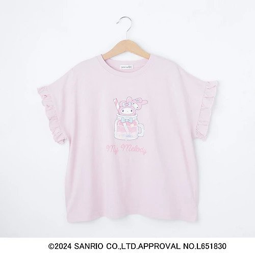 【シューラルー/SHOO LA RUE / KIDS】の【サンリオキャラクターズ】フリル袖モチーフTシャツ インテリア・キッズ・メンズ・レディースファッション・服の通販 founy(ファニー) 　ファッション　Fashion　キッズファッション　KIDS　おすすめ　Recommend　カットソー　Cut And Sew　キャラクター　Character　ギフト プレゼント　Gift Present　スマート　Smart　フリル　Frills　フロント　Front　プリント　Print　モチーフ　Motif　ライトピンク|ID: prp329100004021898 ipo3291000000027015800