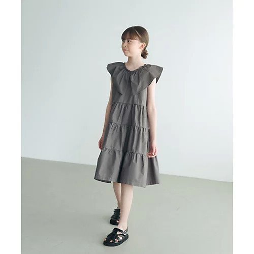 【グリーンレーベルリラクシング/green label relaxing / UNITED ARROWS / KIDS】のTJ フレアカラーティアードワンピース / キッズ 140cm-160cm インテリア・キッズ・メンズ・レディースファッション・服の通販 founy(ファニー) 　ファッション　Fashion　キッズファッション　KIDS　ワンピース　Dress/Kids　ギャザー　Gather　サンダル　Sandals　スニーカー　Sneakers　ティアード　Tiered　ティアードワンピース　Tiered Dress　ポケット　Pocket　おすすめ　Recommend　夏　Summer　DK.GRAY|ID: prp329100004022815 ipo3291000000028277871