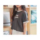 【ピンク ラテ/PINK-latte / KIDS】の【130cmあり】フロントロゴ袖リボンリンガーTシャツ チャコールグレー|ID: prp329100004027314 ipo3291000000029585850