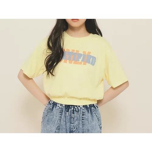 【ピンク ラテ/PINK-latte / KIDS】の【130cmあり】バルーンデニムロゴTシャツ インテリア・キッズ・メンズ・レディースファッション・服の通販 founy(ファニー) 　ファッション　Fashion　キッズファッション　KIDS　2024年　2024　2024-2025秋冬・A/W　Aw/Autumn/Winter/Fw/Fall/2024-2025　おすすめ　Recommend　クロップド　Cropped　シンプル　Simple　デニム　Denim　トレンド　Trend　バルーン　Balloon　プリント　Print　ボトム　Bottom　イエロー|ID: prp329100004027315 ipo3291000000029585863