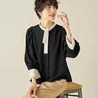 【ノーリーズ/NOLLEY'S】のストレッチジョーゼット配色ボウタイ風ブラウス 人気、トレンドファッション・服の通販 founy(ファニー) ファッション Fashion レディースファッション WOMEN トップス・カットソー Tops/Tshirt シャツ/ブラウス Shirts/Blouses 2024年 2024 2024-2025秋冬・A/W Aw/Autumn/Winter/Fw/Fall/2024-2025 ジャケット Jacket ジョーゼット Georgette ストレッチ Stretch スーツ Suit プリント Print リボン Ribbon thumbnail ブラック|ID: prp329100004033500 ipo3291000000026814337