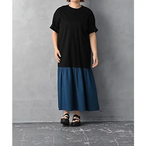 【スタイルデリ/STYLE DELI】の【BLK001】バイカラーワンピース 人気、トレンドファッション・服の通販 founy(ファニー) 　ファッション　Fashion　レディースファッション　WOMEN　ワンピース　Dress　春　Spring　くるぶし　Ankle　カットソー　Cut And Sew　サンダル　Sandals　シンプル　Simple　スニーカー　Sneakers　スリット　Slit　定番　Standard　ブロード　Broad　おすすめ　Recommend　日本製　Made In Japan　夏　Summer　旅行　Travel　エレガント 上品　Elegant　 other-1|ID: prp329100004040983 ipo3291000000026972912