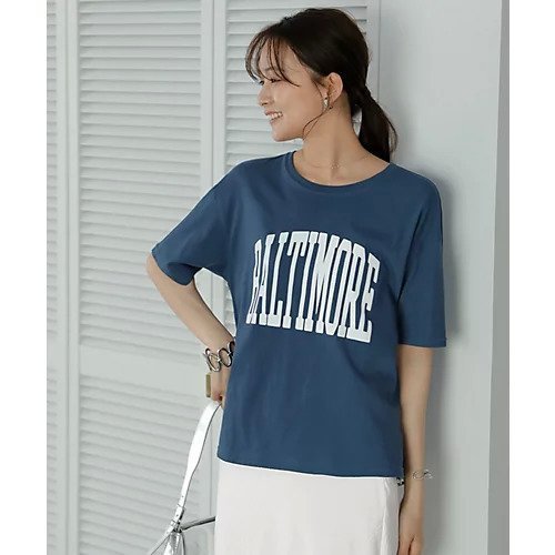 【スタイルデリ/STYLE DELI】の【Made in JAPAN】ロゴプリントTシャツ/BALTIMORE インテリア・キッズ・メンズ・レディースファッション・服の通販 founy(ファニー) 　ファッション　Fashion　レディースファッション　WOMEN　トップス・カットソー　Tops/Tshirt　シャツ/ブラウス　Shirts/Blouses　ロング / Tシャツ　T-Shirts　春　Spring　スタイリッシュ　Stylish　スリム　Slim　タオル　Towel　トレンド　Trend　定番　Standard　バランス　Balance　フォルム　Form　フレア　Flare　プリント　Print　ポケット　Pocket　ワイド　Wide　S/S・春夏　Ss・Spring/Summer　プチプライス・低価格　Affordable　日本製　Made In Japan　夏　Summer　スモーキーブルー|ID: prp329100004045717 ipo3291000000027073228