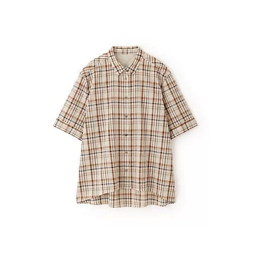 【ヒューマンウーマン/HUMAN WOMAN】の綿麻半袖チェックシャツ 人気、トレンドファッション・服の通販 founy(ファニー) 　ファッション　Fashion　レディースファッション　Fashion for Women　トップス・カットソー　Cut & Sew Tops　シャツ・ブラウス・オフィスカジュアル　Elegant Blouses & Button-Ups　おすすめ　Recommended / Our Picks　コクーン　Cocoon, Cocoon Silhouette　チェック　Check, Plaid, Tartan　ハーフ　Half, Half-Length　ビッグ　Big, Oversized　ボトム　Bottoms, Lower Wear　ワッシャー　Washer, Crinkled Finish　半袖　Short Sleeve, Half Sleeve　other-2|ID: prp329100004045722 ipo3291000000031292941