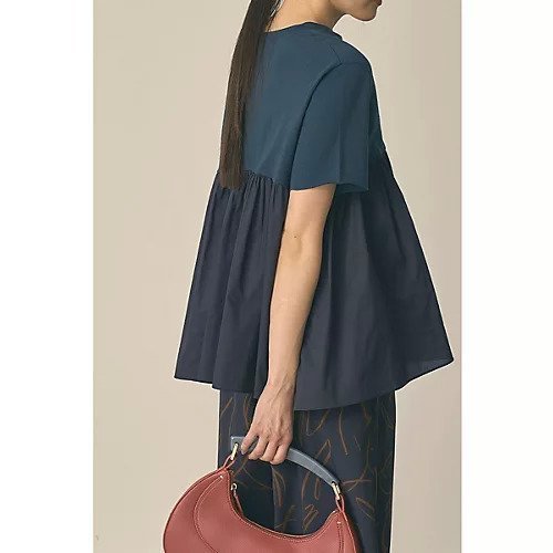 【マージュール/marjour】のOTONA SWITCHING HALF PEPLUM TEE インテリア・キッズ・メンズ・レディースファッション・服の通販 founy(ファニー) 　ファッション　Fashion　レディースファッション　Fashion for Women　インナー　Innerwear　洗える　Machine Washable　ストレッチ　Stretch, Stretchy Fabric　トレンド　Trend, Trending Now　ドッキング　Docking, Mixed Material　ベーシック　Basic, Essential　ペプラム　Peplum, Flared Hem　半袖　Short Sleeve, Half Sleeve　ロング　Long, Long-Length　ワイド　Wide, Wide Fit　【HPS別注】ネイビー|ID: prp329100004048822 ipo3291000000031575461
