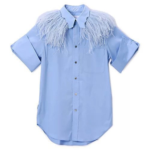 【トーガ プルラ/TOGA PULLA】のCotton S/S shirt with feather インテリア・キッズ・メンズ・レディースファッション・服の通販 founy(ファニー) 　ファッション　Fashion　レディースファッション　WOMEN　トップス・カットソー　Tops/Tshirt　シャツ/ブラウス　Shirts/Blouses　2024年　2024　2024-2025秋冬・A/W　Aw/Autumn/Winter/Fw/Fall/2024-2025　S/S・春夏　Ss・Spring/Summer　フェザー　Feather　夏　Summer　洗える　Washable　L.BLUE|ID: prp329100004051246 ipo3291000000027209982