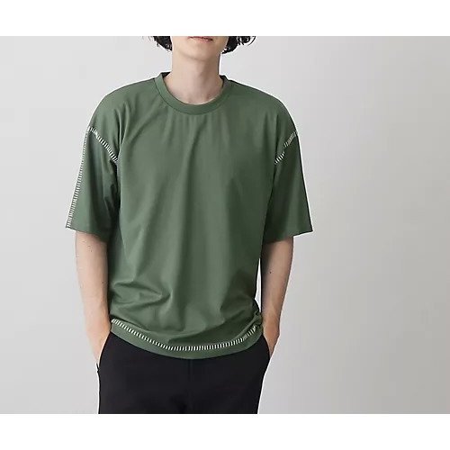 【ザ ショップ ティーケー/THE SHOP TK / MEN】の冷感ポンチステッチTシャツ 接触冷感/リラックスシルエット インテリア・キッズ・メンズ・レディースファッション・服の通販 founy(ファニー) 　ファッション　Fashion　メンズファッション　MEN　おすすめ　Recommend　カットソー　Cut And Sew　スマート　Smart　リラックス　Relax　夏　Summer　グリーン|ID: prp329100004051320 ipo3291000000027210670