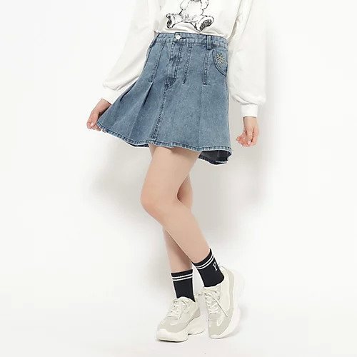 【ピンク ラテ/PINK-latte / KIDS】のタックプリーツスカート 人気、トレンドファッション・服の通販 founy(ファニー) 　ファッション　Fashion　キッズファッション　KIDS　おすすめ　Recommend　デニム　Denim　ベーシック　Basic　ポケット　Pocket　定番　Standard　 other-1|ID: prp329100004058703 ipo3291000000028174259