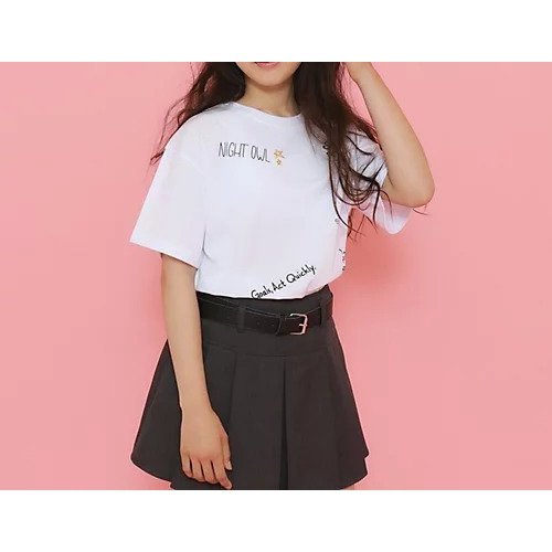 【ピンク ラテ/PINK-latte / KIDS】の【130cmあり】ミックスロゴゆるTシャツ インテリア・キッズ・メンズ・レディースファッション・服の通販 founy(ファニー) 　ファッション　Fashion　キッズファッション　KIDS　おすすめ　Recommend　カーゴパンツ　Cargo Pants　デニム　Denim　フロント　Front　プリント　Print　ボトム　Bottom　ミックス　Mix　ランダム　Random　ルーズ　Loose　オフホワイト|ID: prp329100004067064 ipo3291000000027412519