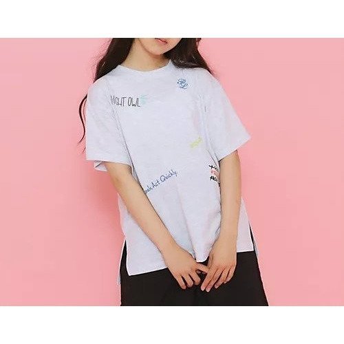 【ピンク ラテ/PINK-latte / KIDS】の【130cmあり】ミックスロゴゆるTシャツ インテリア・キッズ・メンズ・レディースファッション・服の通販 founy(ファニー) 　ファッション　Fashion　キッズファッション　KIDS　おすすめ　Recommend　カーゴパンツ　Cargo Pants　デニム　Denim　フロント　Front　プリント　Print　ボトム　Bottom　ミックス　Mix　ランダム　Random　ルーズ　Loose　ライトグレー|ID: prp329100004067064 ipo3291000000027412520