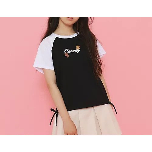 【ピンク ラテ/PINK-latte / KIDS】のサイドドロストクマプリントTシャツ インテリア・キッズ・メンズ・レディースファッション・服の通販 founy(ファニー) https://founy.com/ ファッション Fashion キッズファッション KIDS おすすめ Recommend カーゴパンツ Cargo Pants ガーリー Girly コンパクト Compact ショート Short ストリング String デニム Denim バレエ Ballet フロント Front プリント Print リボン Ribbon |ID: prp329100004067067 ipo3291000000027412536