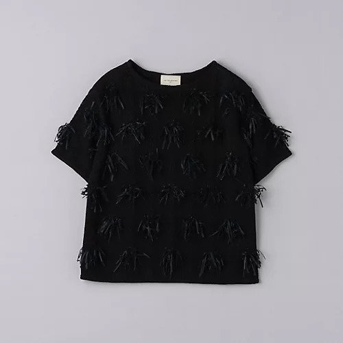 【ユナイテッドアローズ/UNITED ARROWS】のカット フリンジ ショートスリーブ ニット インテリア・キッズ・メンズ・レディースファッション・服の通販 founy(ファニー) 　ファッション　Fashion　レディースファッション　WOMEN　トップス・カットソー　Tops/Tshirt　ニット　Knit Tops　カーゴパンツ　Cargo Pants　ショート　Short　シンプル　Simple　スリーブ　Sleeve　デニム　Denim　フリンジ　Fringe　ペーパー　Paper　ボックス　Box　ボトム　Bottom　BLACK|ID: prp329100004082296 ipo3291000000027598997