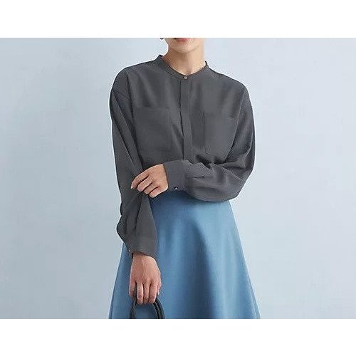 【グリーンレーベル リラクシング / ユナイテッドアローズ/green label relaxing / UNITED ARROWS】のスタンド ポケット ロングスリーブ シャツ -マシンウォッシャブル・防シワ- インテリア・キッズ・メンズ・レディースファッション・服の通販 founy(ファニー) 　ファッション　Fashion　レディースファッション　WOMEN　トップス・カットソー　Tops/Tshirt　シャツ/ブラウス　Shirts/Blouses　インナー　Inner　秋　Autumn/Fall　シンプル　Simple　ジャケット　Jacket　スタンド　Stand　スリット　Slit　スリーブ　Sleeve　長袖　Long Sleeve　ボトム　Bottom　ポケット　Pocket　ロング　Long　おすすめ　Recommend　エレガント 上品　Elegant　ビジネス 仕事 通勤　Business　DK.GRAY|ID: prp329100004086584 ipo3291000000027656568