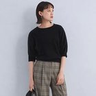 【グリーンレーベル リラクシング / ユナイテッドアローズ/green label relaxing / UNITED ARROWS】のフェザーヤーン ショート スリーブ プルオーバー ニット BLACK|ID:prp329100004088314