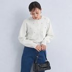 【グリーンレーベル リラクシング / ユナイテッドアローズ/green label relaxing / UNITED ARROWS】のドットビジュー ニット カーディガン -ウォッシャブル- WHITE|ID:prp329100004088324