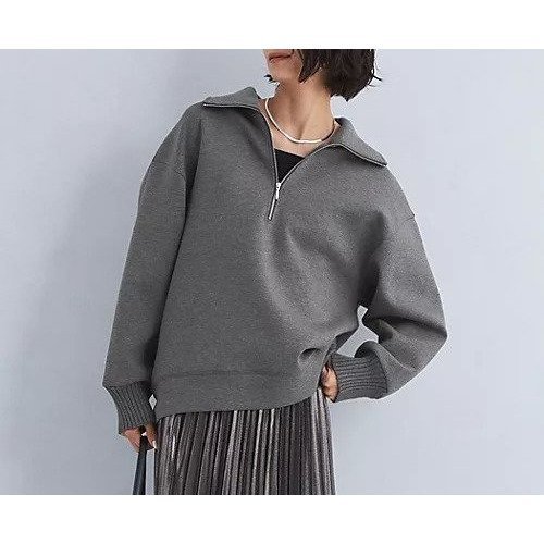 【グリーンレーベル リラクシング / ユナイテッドアローズ/green label relaxing / UNITED ARROWS】のダンボール ハーフジップ プルオーバー インテリア・キッズ・メンズ・レディースファッション・服の通販 founy(ファニー) 　ファッション　Fashion　レディースファッション　WOMEN　トップス・カットソー　Tops/Tshirt　プルオーバー　Pullover　おすすめ　Recommend　なめらか　Smooth　カットソー　Cut And Sew　ジップ　Zip　タートルネック　Turtleneck　トレンド　Trend　フォルム　Form　エレガント 上品　Elegant　冬　Winter　秋　Autumn/Fall　DK.GRAY|ID: prp329100004091478 ipo3291000000027711764