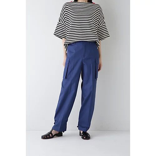 【ヒューマンウーマン/HUMAN WOMAN】のコットンギャバパンツ インテリア・キッズ・メンズ・レディースファッション・服の通販 founy(ファニー) 　ファッション　Fashion　レディースファッション　WOMEN　パンツ　Pants　おすすめ　Recommend　カーゴパンツ　Cargo Pants　ジャケット　Jacket　スタンダード　Standard　ボーダー　Border　ブルー|ID: prp329100004092589 ipo3291000000030966507