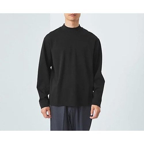 【グリーンレーベルリラクシング/green label relaxing / UNITED ARROWS / MEN】のL/A ポンチ モックネック カットソー インテリア・キッズ・メンズ・レディースファッション・服の通販 founy(ファニー) 　ファッション　Fashion　メンズファッション　MEN　トップス・カットソー　Tops/Tshirt/Men　カットソー　Cut And Sew　カーディガン　Cardigan　スーツ　Suit　長袖　Long Sleeve　半袖　Short Sleeve　モックネック　Mock Neck　無地　Plain Color　ワイド　Wide　おすすめ　Recommend　エレガント 上品　Elegant　BLACK|ID: prp329100004092642 ipo3291000000027727925