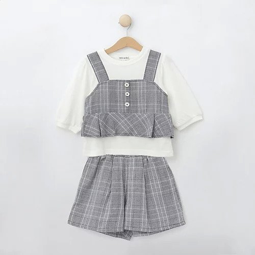 【シューラルー/SHOO LA RUE / KIDS】の【110-140cm/2点セット】チェックビスチェコーデセット インテリア・キッズ・メンズ・レディースファッション・服の通販 founy(ファニー) 　ファッション　Fashion　キッズファッション　KIDS　おすすめ　Recommend　インナー　Inner　カットソー　Cut And Sew　ショート　Short　スマート　Smart　セットアップ　Set Up　チェック　Check　トレンド　Trend　ドッキング　Docking　ビスチェ　Bustier　ボトム　Bottom　ポケット　Pocket　ブラック|ID: prp329100004095581 ipo3291000000027766169