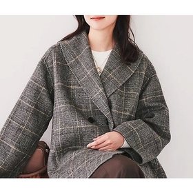 【アンタイトル/UNTITLED】 ショールカラーリバーコート人気、トレンドファッション・服の通販 founy(ファニー) ファッション Fashion レディースファッション WOMEN アウター Coat Outerwear コート Coats おすすめ Recommend ショール Shawl スマート Smart ダメージ Damage チェック Check ボトム Bottom ポケット Pocket ワイド Wide 秋 Autumn/Fall |ID:prp329100004106025