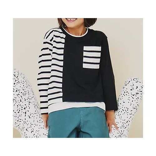 【ザ ショップ ティーケー/THE SHOP TK / KIDS】の【100-160】ブロッキング長袖Tシャツ/洗濯機OK インテリア・キッズ・メンズ・レディースファッション・服の通販 founy(ファニー) 　ファッション　Fashion　キッズファッション　KIDS　おすすめ　Recommend　シンプル　Simple　スマート　Smart　ブロッキング　Blocking　ポケット　Pocket　長袖　Long Sleeve　ブラック|ID: prp329100004112180 ipo3291000000028351266