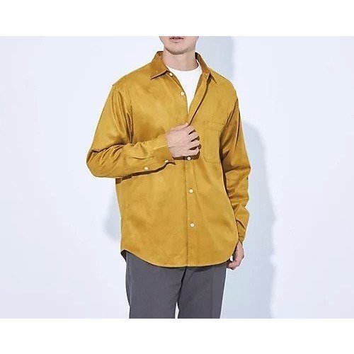 【グリーンレーベルリラクシング/green label relaxing / UNITED ARROWS / MEN】の【WEB限定】JUST fit スエードライク 長袖 シャツ インテリア・キッズ・メンズ・レディースファッション・服の通販 founy(ファニー) 　ファッション　Fashion　メンズファッション　MEN　エレガント 上品　Elegant　秋　Autumn/Fall　カットソー　Cut And Sew　スタンダード　Standard　スマート　Smart　タートルネック　Turtleneck　長袖　Long Sleeve　フェイクスエード　Faux Suede　フレンチ　French　フロント　Front　おすすめ　Recommend　ビジネス 仕事 通勤　Business　MUSTARD|ID: prp329100004115332 ipo3291000000028042295