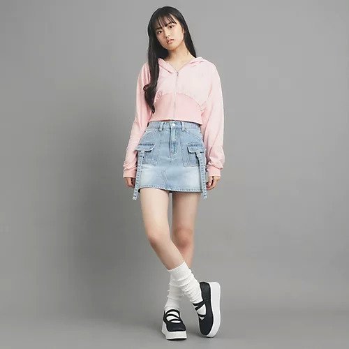 【ピンク ラテ/PINK-latte / KIDS】の【130cmあり】ショート丈フードジップパーカー 人気、トレンドファッション・服の通販 founy(ファニー) 　ファッション　Fashion　キッズファッション　KIDS　おすすめ　Recommend　ガーリー　Girly　ショート　Short　スポーティ　Sporty　羽織　Haori　 other-1|ID: prp329100004122103 ipo3291000000029584931