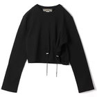 【フォトコピュー/PHOTOCOPIEU】のDRAWSTRING DETAIL TOP 人気、トレンドファッション・服の通販 founy(ファニー) ファッション Fashion レディースファッション WOMEN ワンピース Dress 2024年 2024 2024-2025秋冬・A/W Aw/Autumn/Winter/Fw/Fall/2024-2025 カットソー Cut And Sew コンパクト Compact ドローストリング Drawstring 洗える Washable thumbnail BLACK|ID: prp329100004124794 ipo3291000000028162720