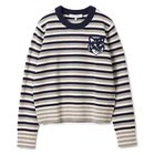 【メゾン キツネ/MAISON KITSUNE】のFOX HEAD INTARSIA STRIPED REGULAR JUMPER NAVY/WHITE|ID: prp329100004124824 ipo3291000000028162862