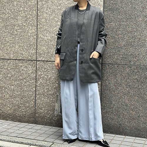 【エスロー/ESLOW】のノーカラージャケット 人気、トレンドファッション・服の通販 founy(ファニー) 　ファッション　Fashion　レディースファッション　WOMEN　アウター　Coat Outerwear　ジャケット　Jackets　ノーカラージャケット　No Collar Leather Jackets　ジャケット　Jacket　スタンド　Stand　ドロップ　Drop　フォルム　Form　フロント　Front　マニッシュ　Mannish　定番　Standard　other-3|ID: prp329100004125078 ipo3291000000031260011