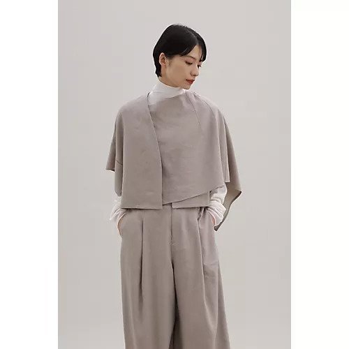 【ヒューマンウーマン/HUMAN WOMAN】のウール麻ギャバブラウス 人気、トレンドファッション・服の通販 founy(ファニー) 　ファッション　Fashion　レディースファッション　WOMEN　トップス・カットソー　Tops/Tshirt　シャツ/ブラウス　Shirts/Blouses　おすすめ　Recommend　インナー　Inner　スタンダード　Standard　ストール　Stall　ドレープ　Drape　ノースリーブ　No Sleeve　ベスト　Vest　ボレロ　Bolero　長袖　Long Sleeve　 other-1|ID: prp329100004129202 ipo3291000000028217573