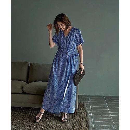 【スタイルデリ/STYLE DELI】のデザインストライプ柄カシュクールワンピース 人気、トレンドファッション・服の通販 founy(ファニー) 　ファッション　Fashion　レディースファッション　Fashion for Women　ワンピース　Dresses　インナー　Innerwear　春　Spring　カーディガン　Cardigan, Knitwear　ギャザー　Gathered, Ruffled　サテン　Satin, Glossy Fabric　ジャケット　Jacket, Outerwear　ストライプ　Stripe, Striped Pattern　スリット　Slit, Slit Detail　トッパー　Topper, Light Cardigan　長袖　Long Sleeve, Full Sleeve　フィット　Fit, Slim Fit　フロント　Front, Front Design　ブルゾン　Blouson, Bomber Jacket　ペチコート　Petticoat, Underskirt　ポケット　Pocket, Pocket Detail　リゾート　Resort, Vacation Style　リボン　Ribbon, Bow　ループ　Loop, Loop Knit　ロング　Long, Long-Length　S/S・春夏　SS, Spring/Summer, Warm Season　夏　Summer　other-2|ID: prp329100004130043 ipo3291000000033203427
