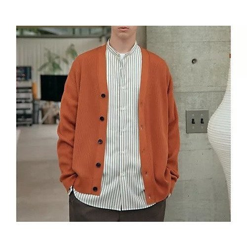 【グリーンレーベルリラクシング/green label relaxing / UNITED ARROWS / MEN】のコットン アゼ Vネック カーディガン インテリア・キッズ・メンズ・レディースファッション・服の通販 founy(ファニー) 　ファッション　Fashion　メンズファッション　MEN　畦　Ridge　カーディガン　Cardigan　コンパクト　Compact　A/W・秋冬　Aw・Autumn/Winter・Fw・Fall-Winter　おすすめ　Recommend　ORANGE|ID: prp329100004132325 ipo3291000000028268635